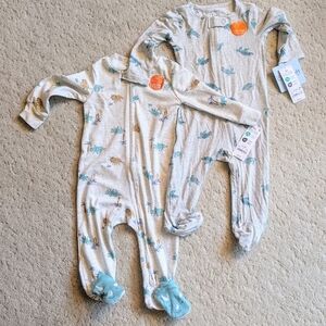 Two Carter's Sleepers - Dinosaurs And Sea Turtles NWT